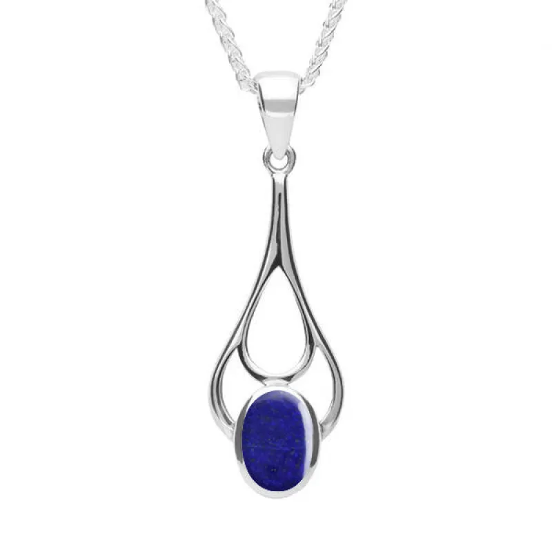Sterling Silver Lapis Lazuli Oval Spoon Necklace sold by Jura Watches