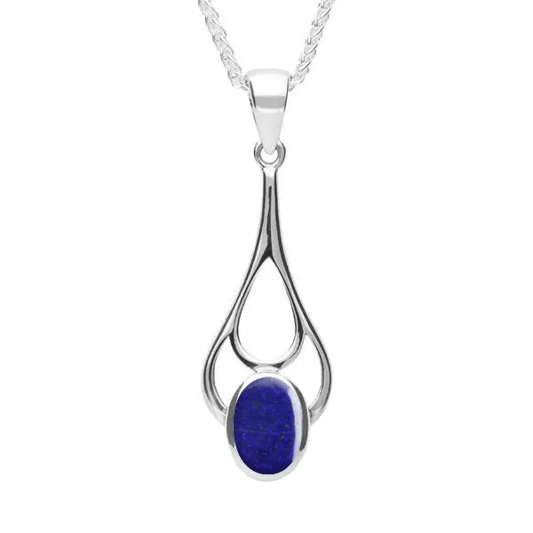 Sterling Silver Lapis Lazuli Oval Spoon Necklace sold by Jura Watches
