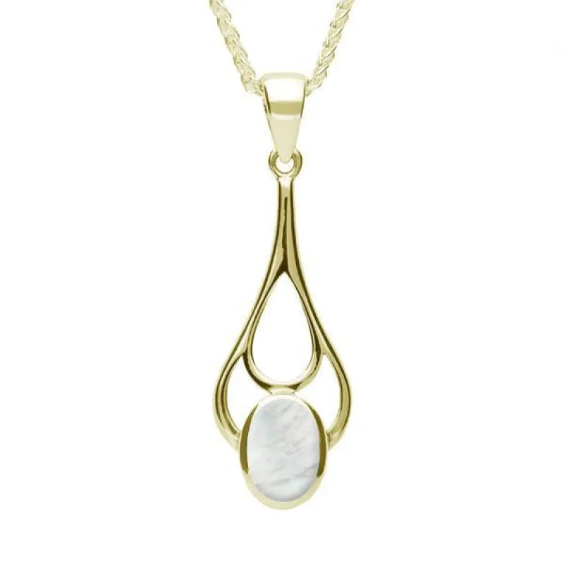 9ct Yellow Gold Mother of Pearl Oval Spoon Necklace sold by Jura Watches