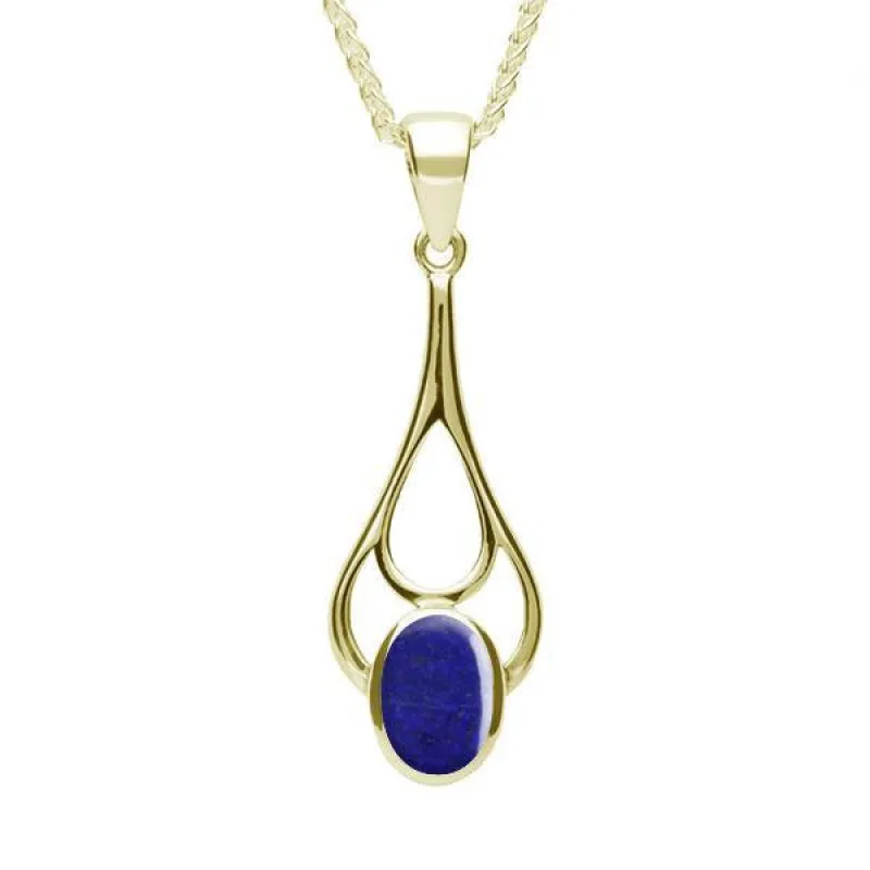 9ct Yellow Gold Lapis Lazuli Oval Spoon Necklace sold by Jura Watches