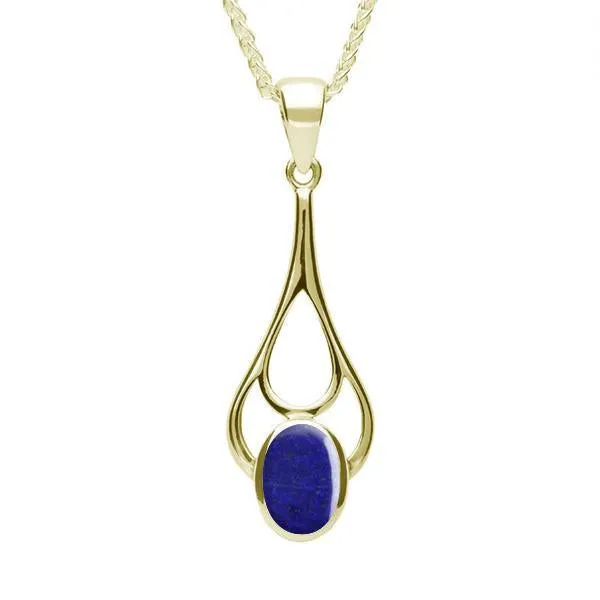 9ct Yellow Gold Lapis Lazuli Oval Spoon Necklace sold by Jura Watches
