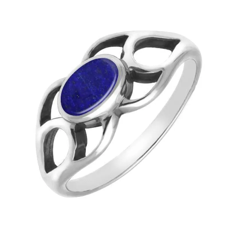 Sterling Silver Lapis Lazuli Oval Lattice Ring sold by Jura Watches