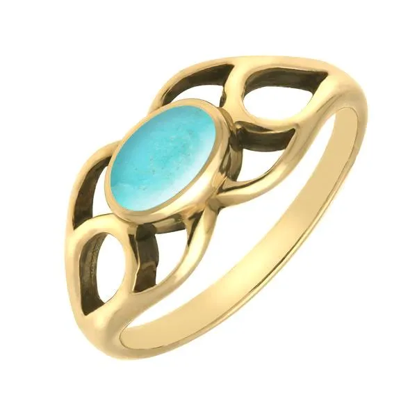 9ct Yellow Gold Turquoise Lattice Ring D sold by Jura Watches