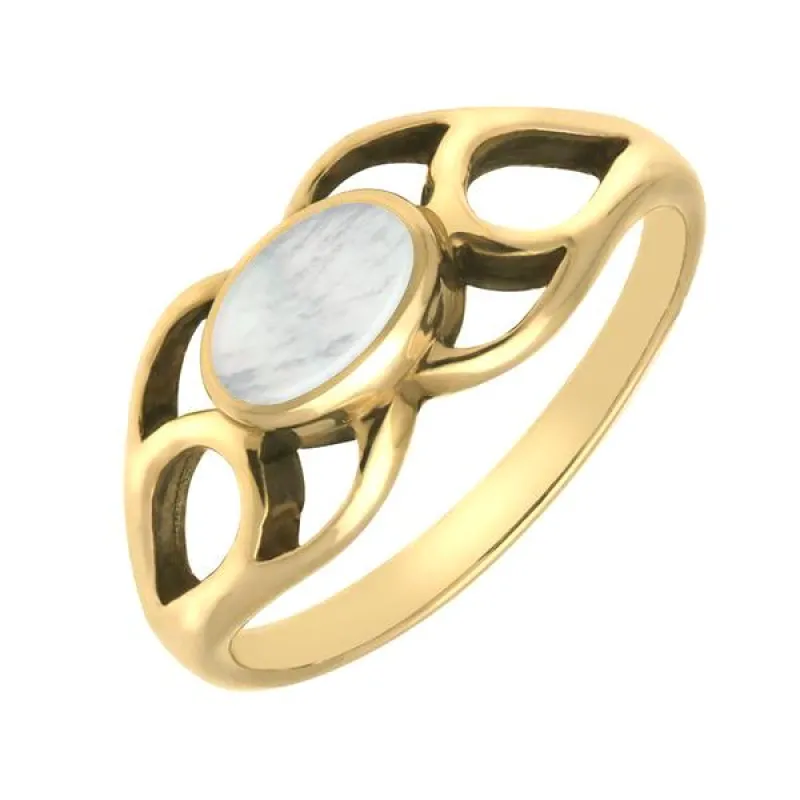 9ct Yellow Gold Mother of Pearl Lattice Ring sold by Jura Watches