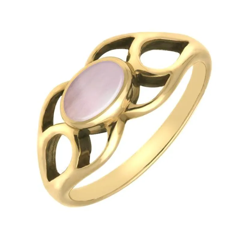 9ct Yellow Gold Pink Mother of Pearl Lattice Ring sold by Jura Watches