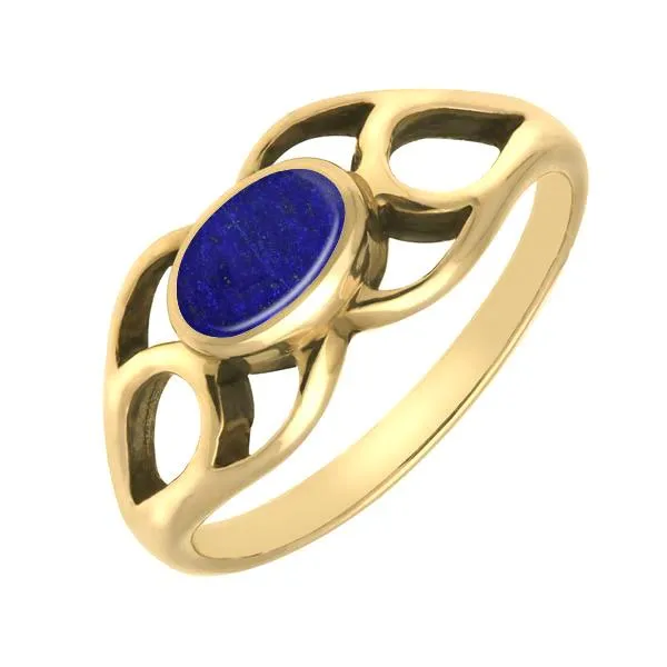 9ct Yellow Gold Lapis Lazuli Lattice Ring sold by Jura Watches