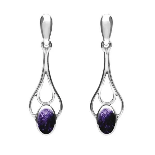 Sterling Silver Blue John Spoon Drop Earrings sold by Jura Watches