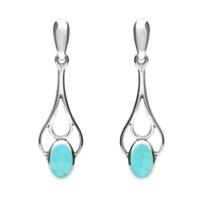 Sterling Silver Turquoise Spoon Drop Earrings sold by Jura Watches