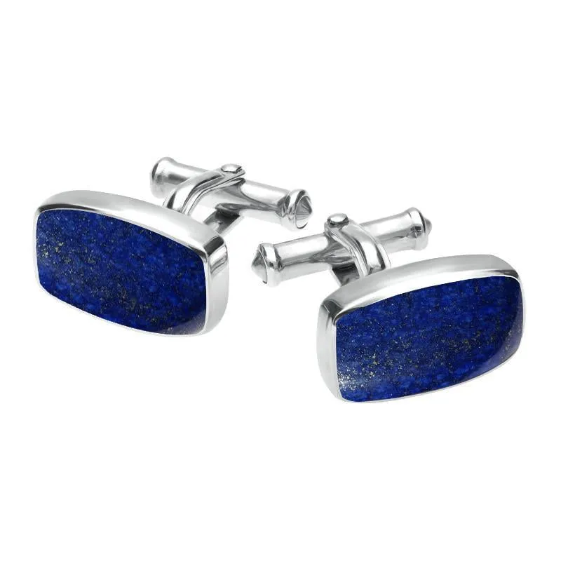 Sterling Silver Lapis Lazuli Barrel Cufflinks sold by Jura Watches