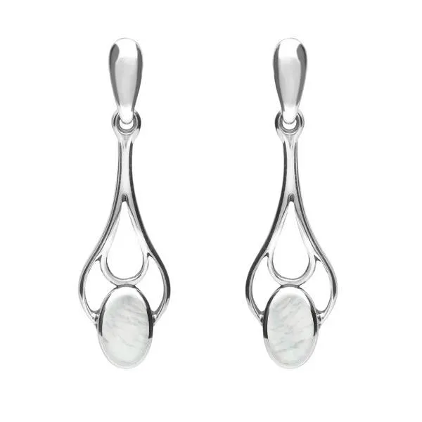 Sterling Silver Mother of Pearl Spoon Drop Earrings sold by Jura Watches
