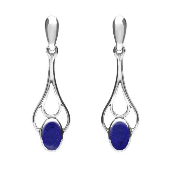 Sterling Silver Lapis Lazuli Spoon Drop Earrings sold by Jura Watches