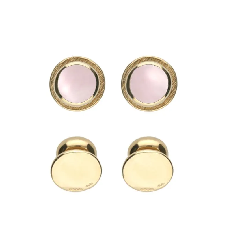 9ct Yellow Gold Pink Mother Of Pearl Shirt Studs sold by Jura Watches