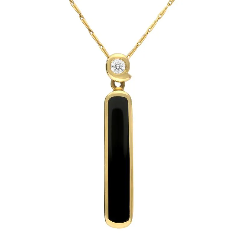 18ct Yellow Gold Whitby Jet Diamond Slim Oblong Necklace sold by Jura Watches