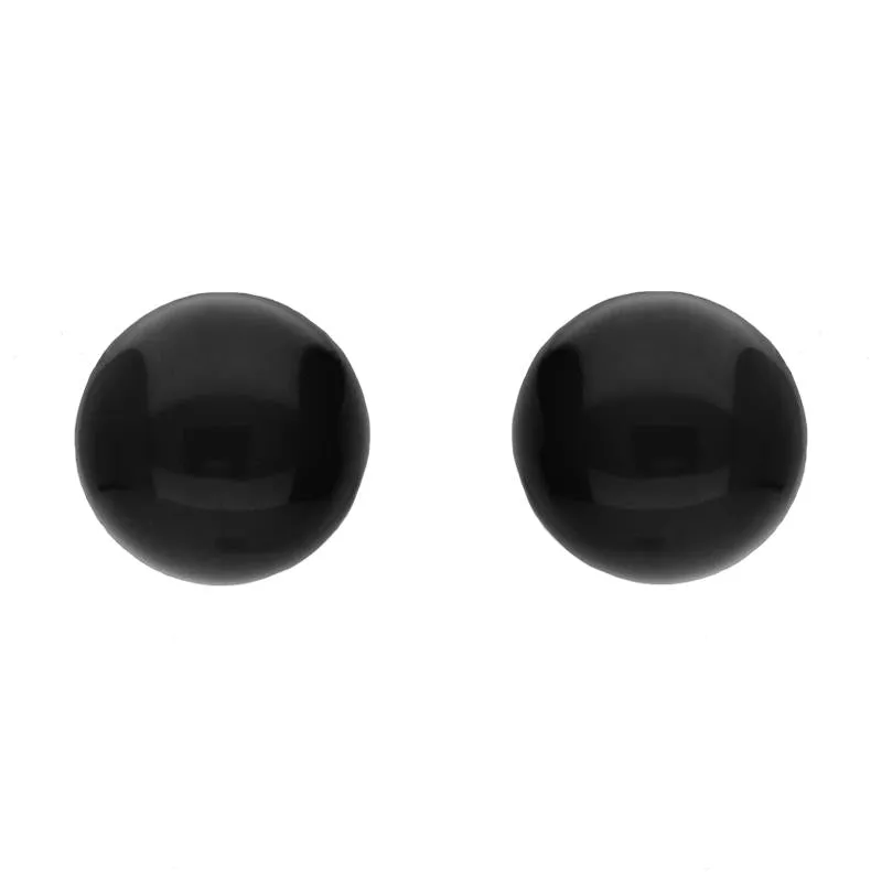 Sterling Silver Whitby Jet 8mm Domed Stud Earrings sold by Jura Watches
