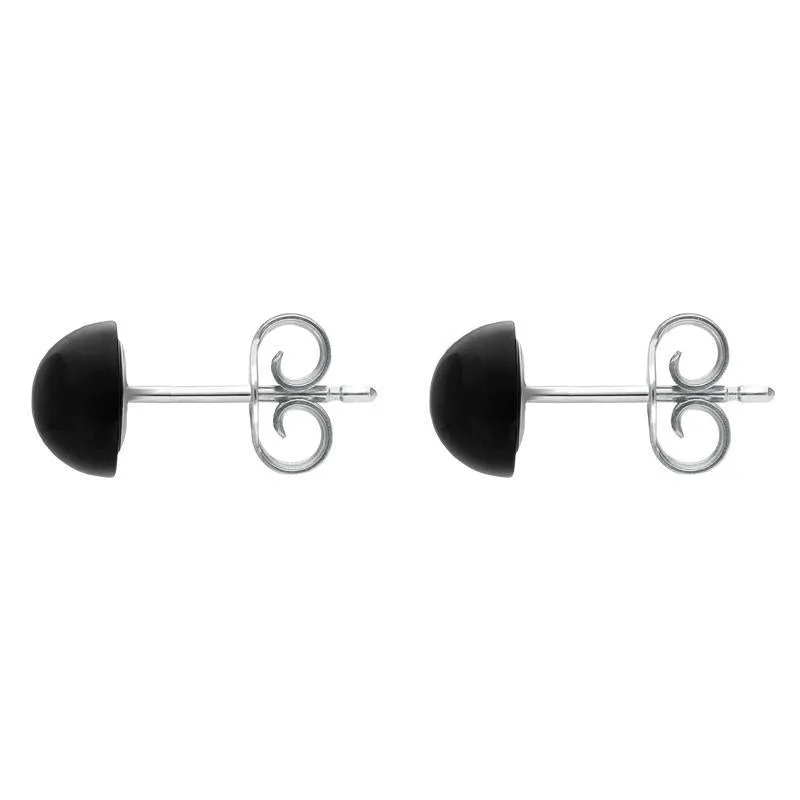 Sterling Silver Whitby Jet 8mm Domed Stud Earrings sold by Jura Watches product image thumbnail 2