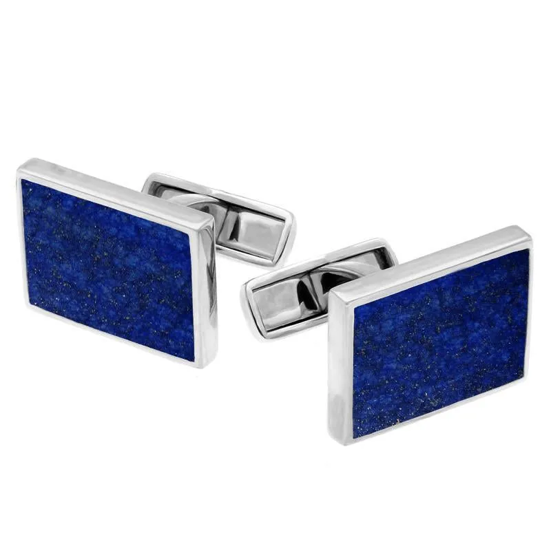 Sterling Silver Lapis Lazuli Oblong Cufflinks sold by Jura Watches