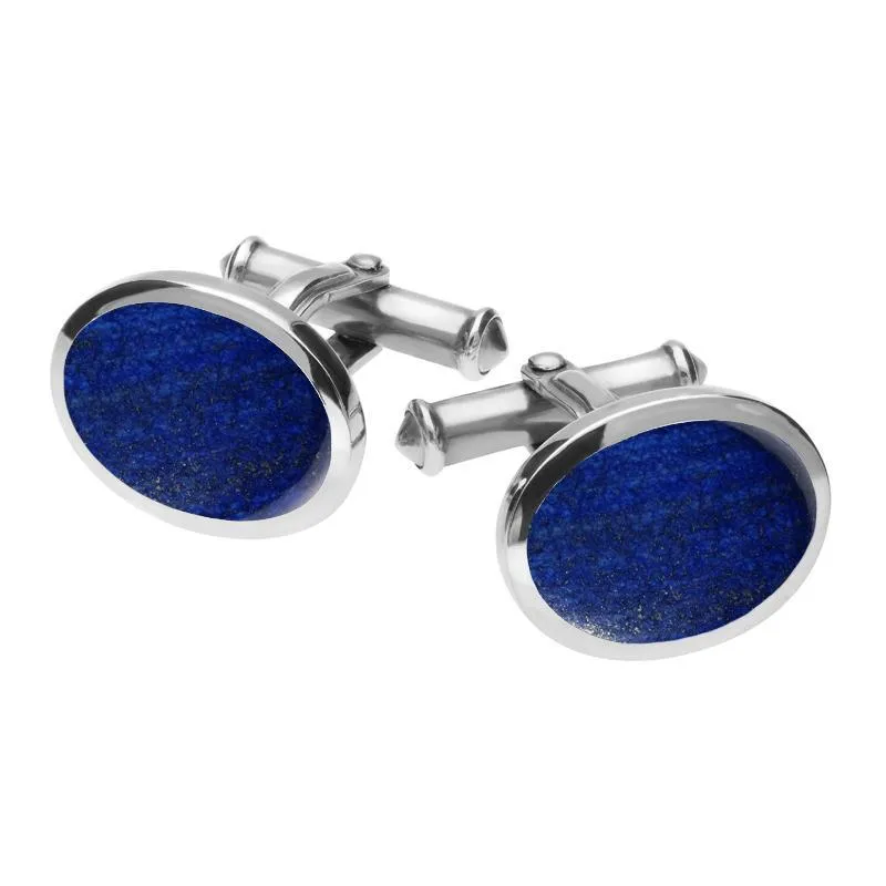 Sterling Silver Lapis Lazuli Framed Oval Cufflinks sold by Jura Watches