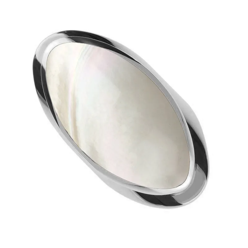 Sterling Silver Mother of Pearl Large Oval Statement Ring sold by Jura Watches