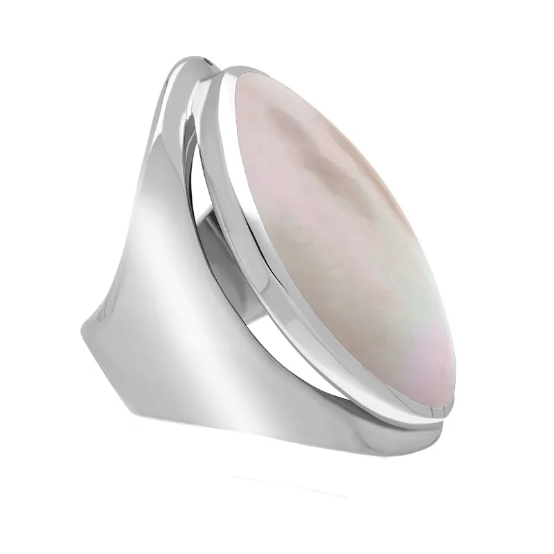 Sterling Silver Pink Mother of Pearl Large Oval Statement Ring sold by Jura Watches product image thumbnail 2
