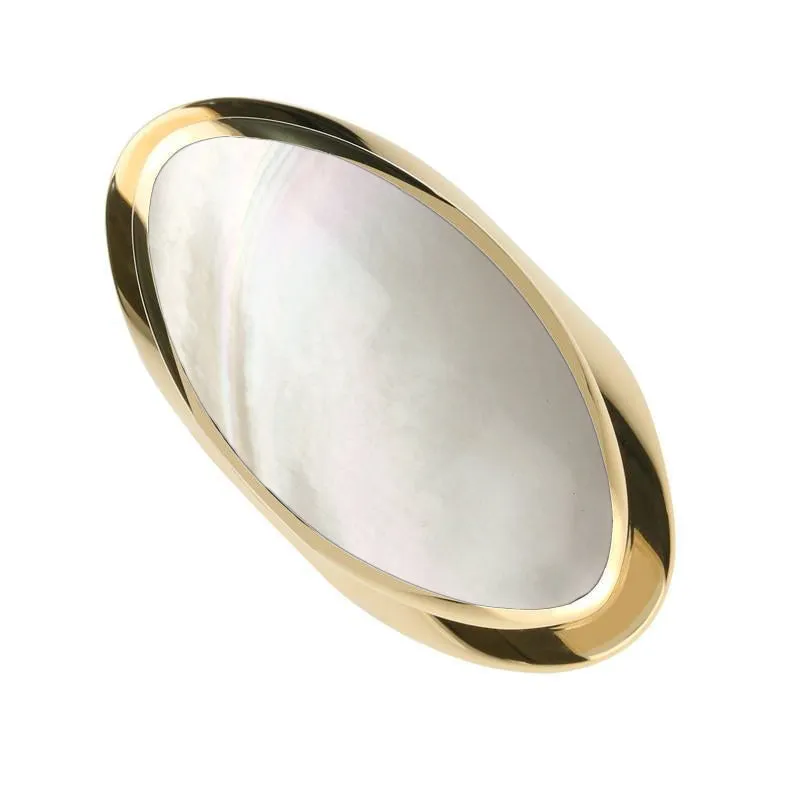 9ct Yellow Gold Mother of Pearl Large Oval Statement Ring sold by Jura Watches