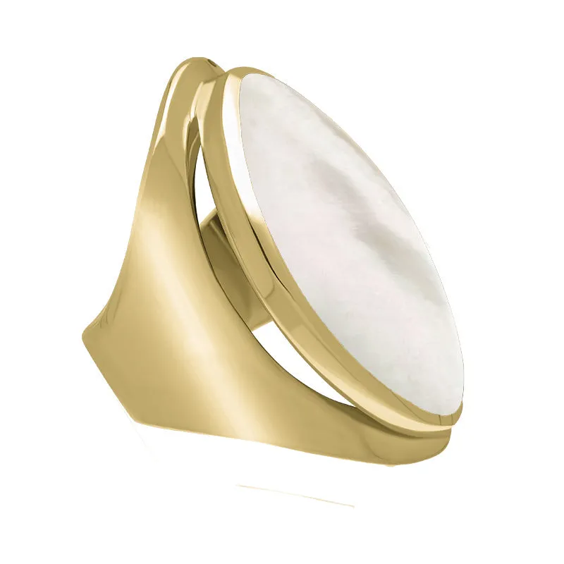 9ct Yellow Gold Mother of Pearl Large Oval Statement Ring sold by Jura Watches product image thumbnail 2