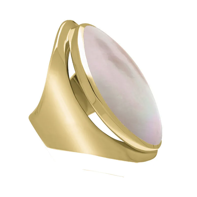 9ct Yellow Gold Pink Mother of Pearl Large Oval Statement Ring sold by Jura Watches product image thumbnail 2