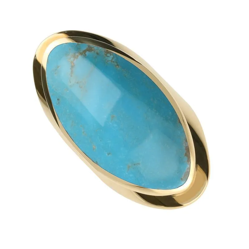 9ct Yellow Gold Turquoise Large Oval Statement Ring sold by Jura Watches
