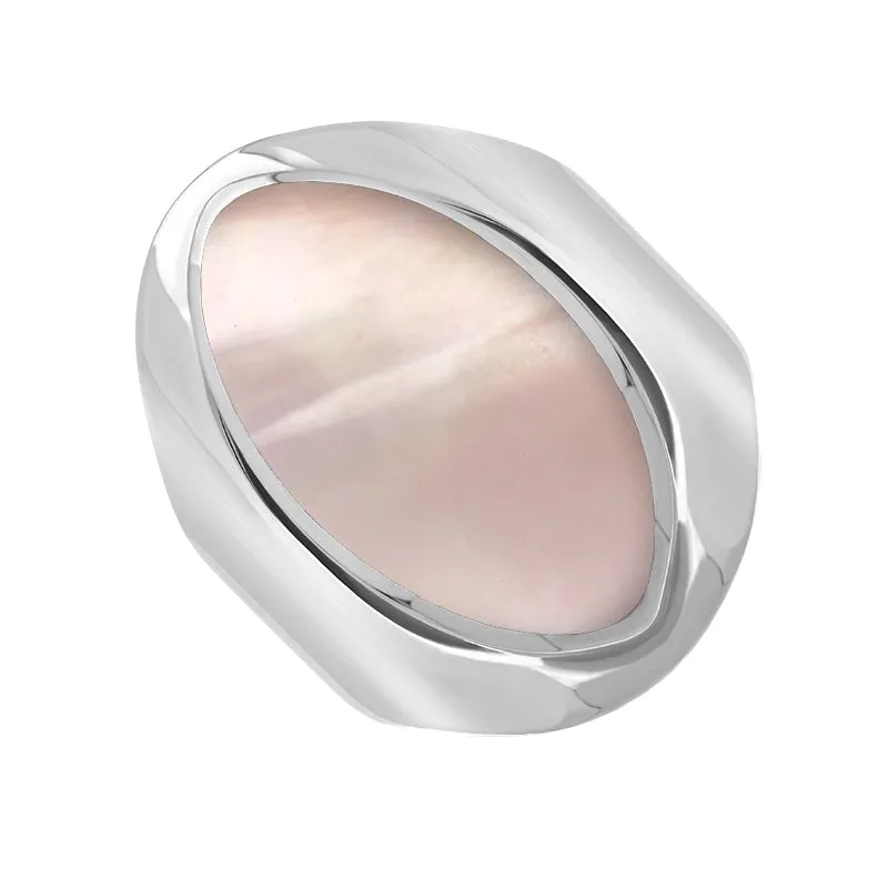 Sterling Silver Pink Mother of Pearl Medium Oval Ring sold by Jura Watches