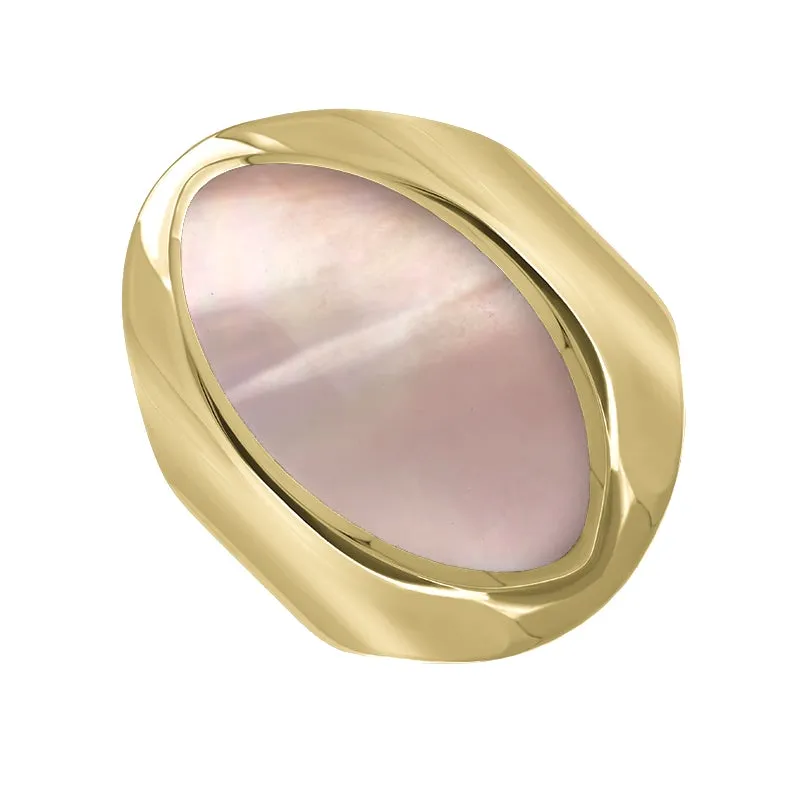 9ct Yellow Gold Pink Mother of Pearl Medium Oval Ring sold by Jura Watches