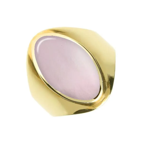 9ct Yellow Gold Pink Mother of Pearl Oval Ring sold by Jura Watches