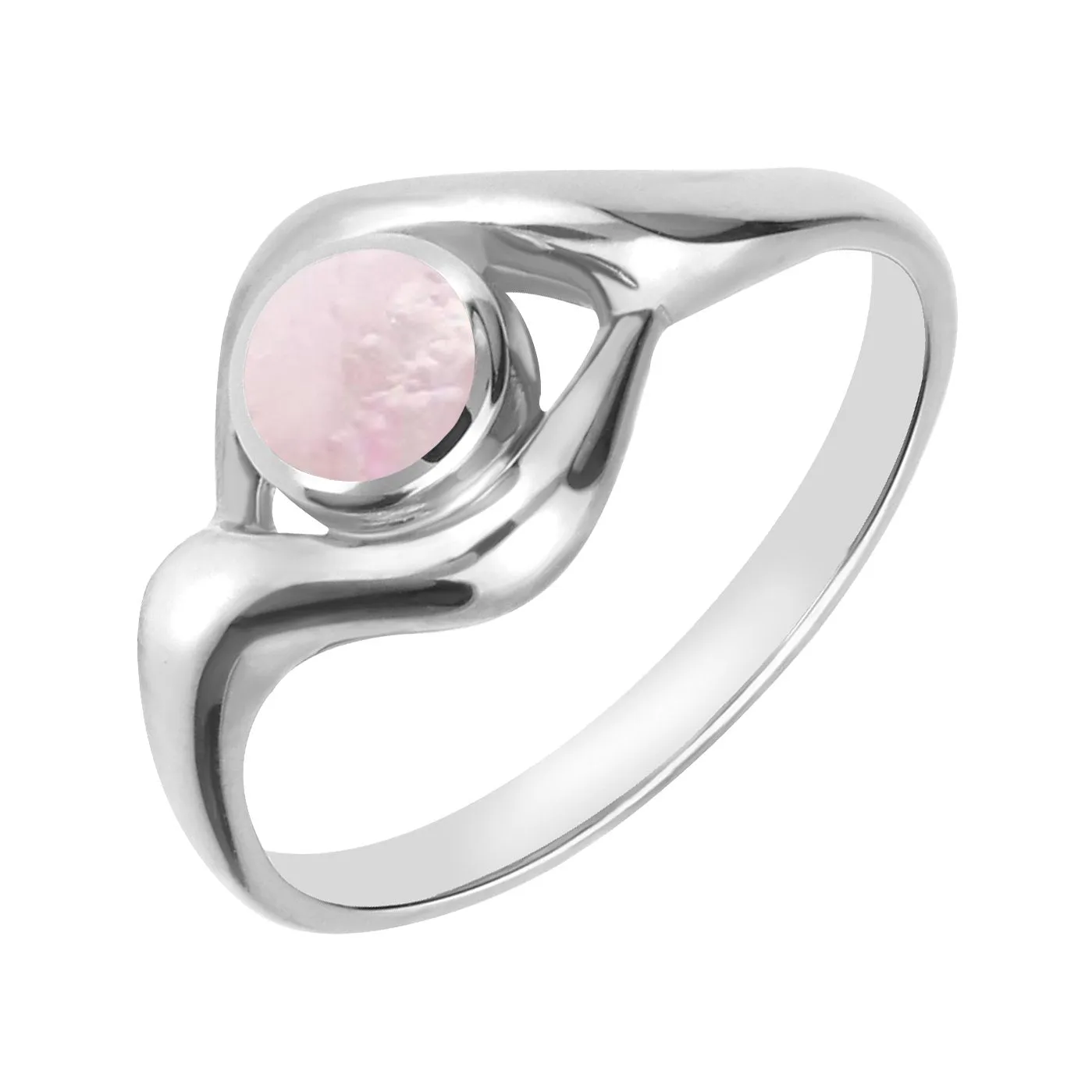 Sterling Silver Pink Mother of Pearl Round Twist Ring sold by Jura Watches