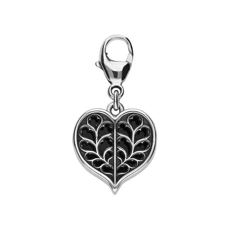 Sterling Silver Whitby Jet York Minster Heart Charm sold by Jura Watches