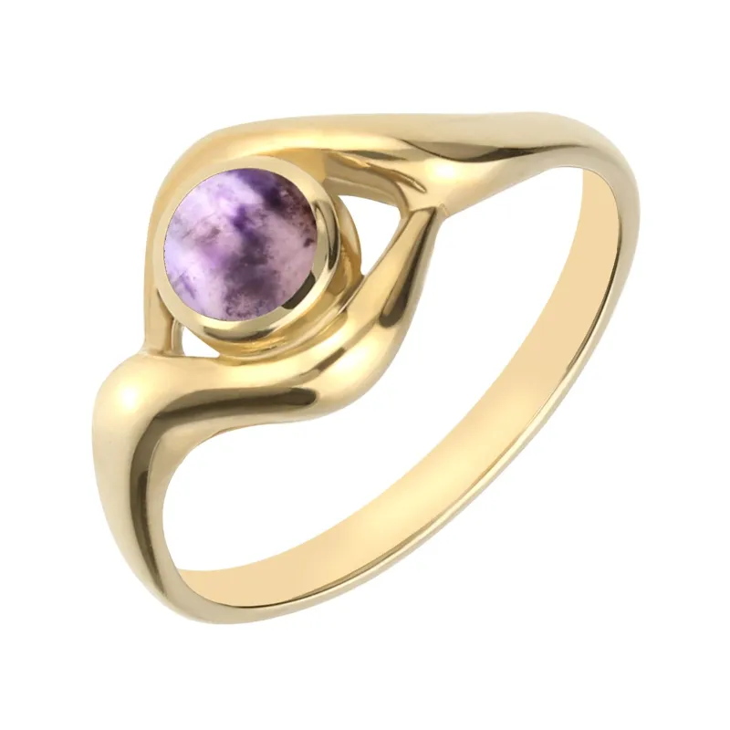 9ct Yellow Gold Blue John Round Twist Ring sold by Jura Watches