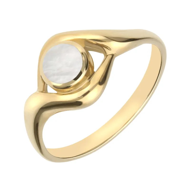 9ct Yellow Gold Mother of Pearl Round Twist Ring sold by Jura Watches
