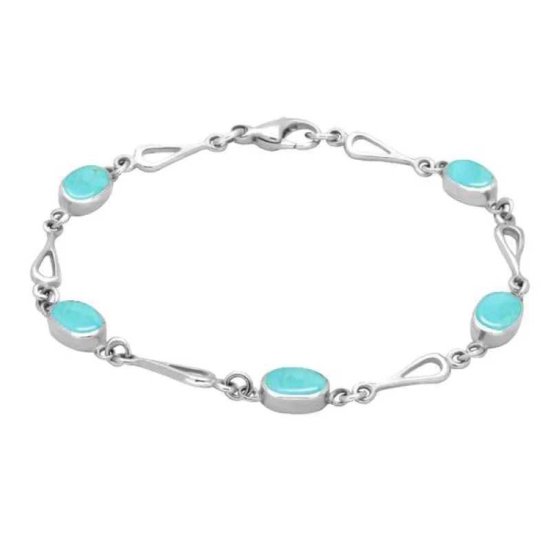 Sterling Silver Turquoise Oval Spoon Link Bracelet sold by Jura Watches