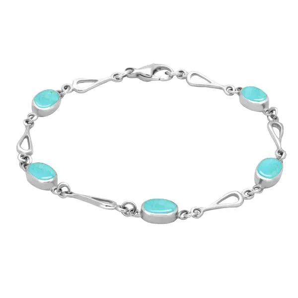 Sterling Silver Turquoise Oval Spoon Link Bracelet sold by Jura Watches