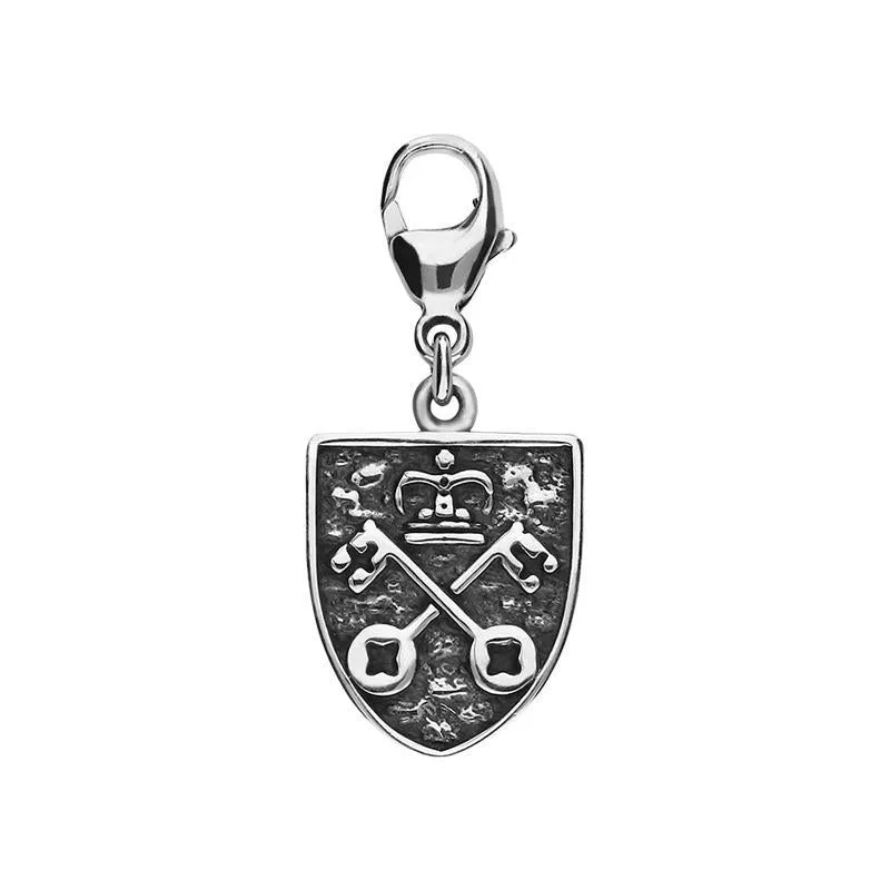 Sterling Silver Whitby Jet York Minster Cross Key Shield Lobster Clasp Charm sold by Jura Watches