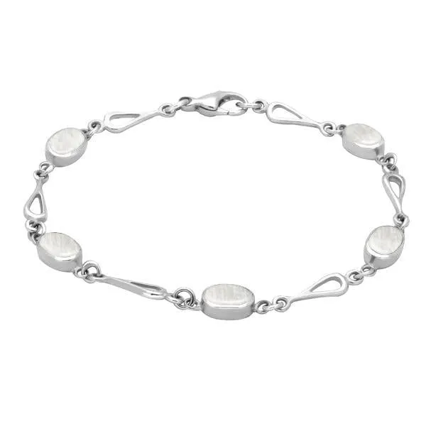 Sterling Silver Mother of Pearl Oval Spoon Link Bracelet sold by Jura Watches