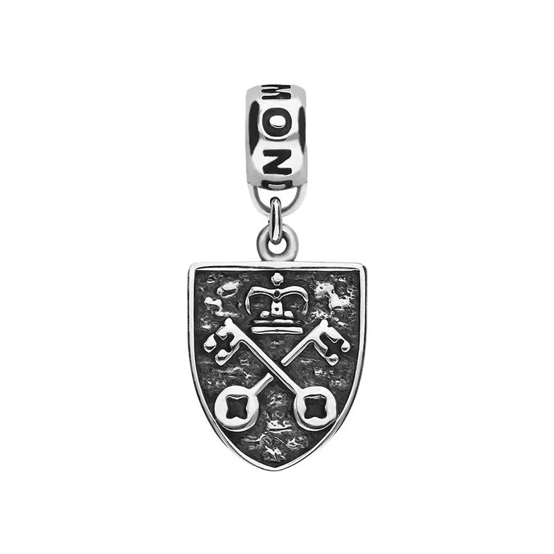 Sterling Silver Whitby Jet York Minster Cross Key Shield Loop Charm sold by Jura Watches