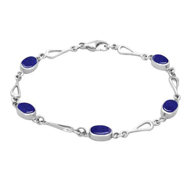 Sterling Silver Lapis Lazuli Oval Spoon Link Bracelet sold by Jura Watches