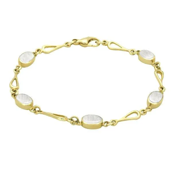 9ct Yellow Gold Mother of Pearl Oval Spoon Link Bracelet sold by Jura Watches