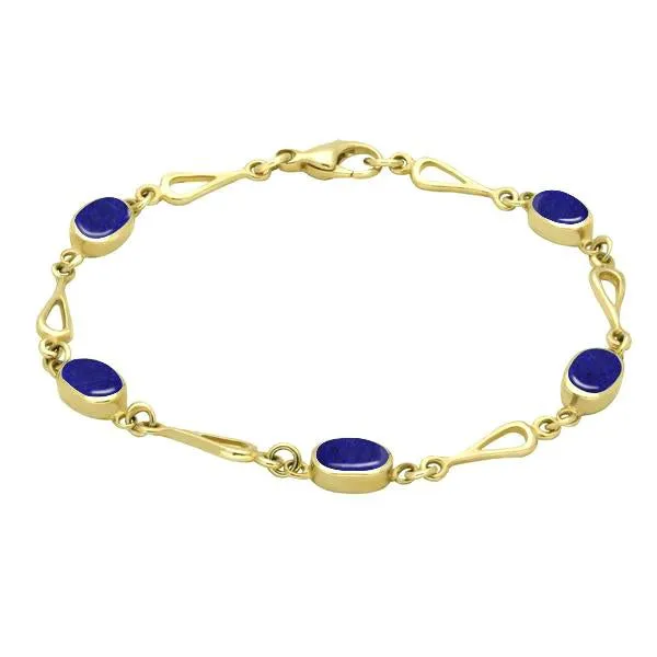 9ct Yellow Gold Lapis Lazuli Oval Spoon Link Bracelet sold by Jura Watches