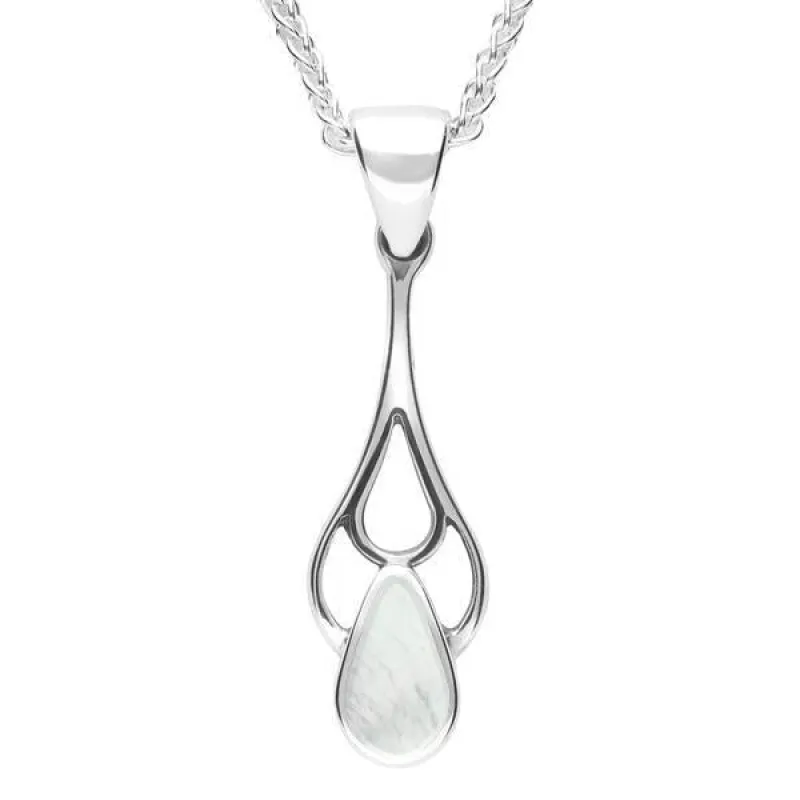 Sterling Silver Mother of Pearl Pear Spoon Necklace sold by Jura Watches