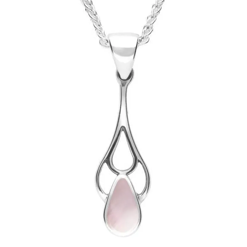 Sterling Silver Pink Mother of Pearl Pear Spoon Necklace sold by Jura Watches