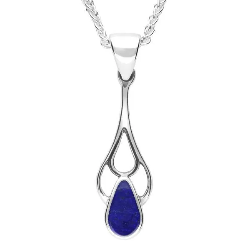 Sterling Silver Lapis Lazuli Pear Spoon Necklace sold by Jura Watches