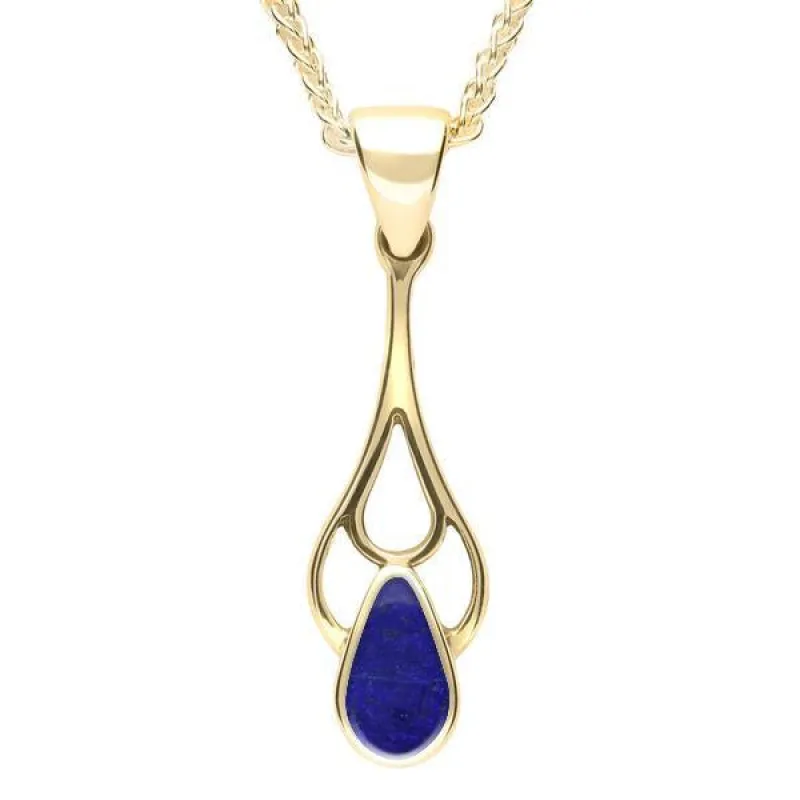 9ct Yellow Gold Lapis Lazuli Pear Spoon Necklace sold by Jura Watches