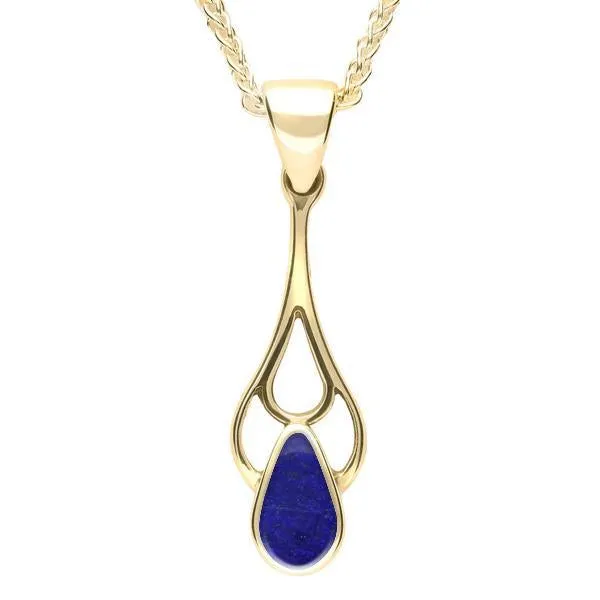 9ct Yellow Gold Lapis Lazuli Pear Spoon Necklace sold by Jura Watches
