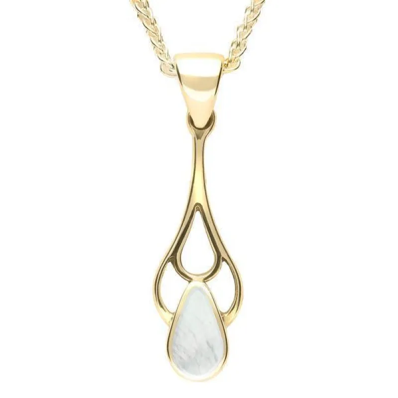 9ct Yellow Gold Mother of Pearl Pear Spoon Necklace sold by Jura Watches