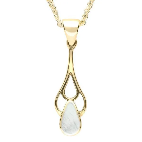 9ct Yellow Gold Mother of Pearl Pear Spoon Necklace sold by Jura Watches