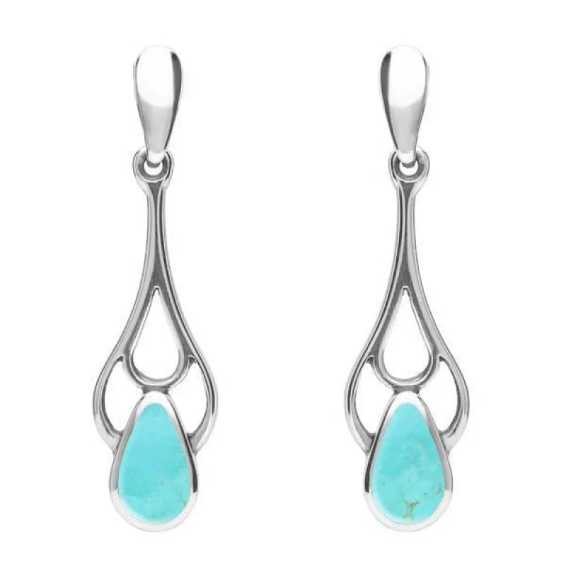 Sterling Silver Turquoise Pear Spoon Earrings sold by Jura Watches